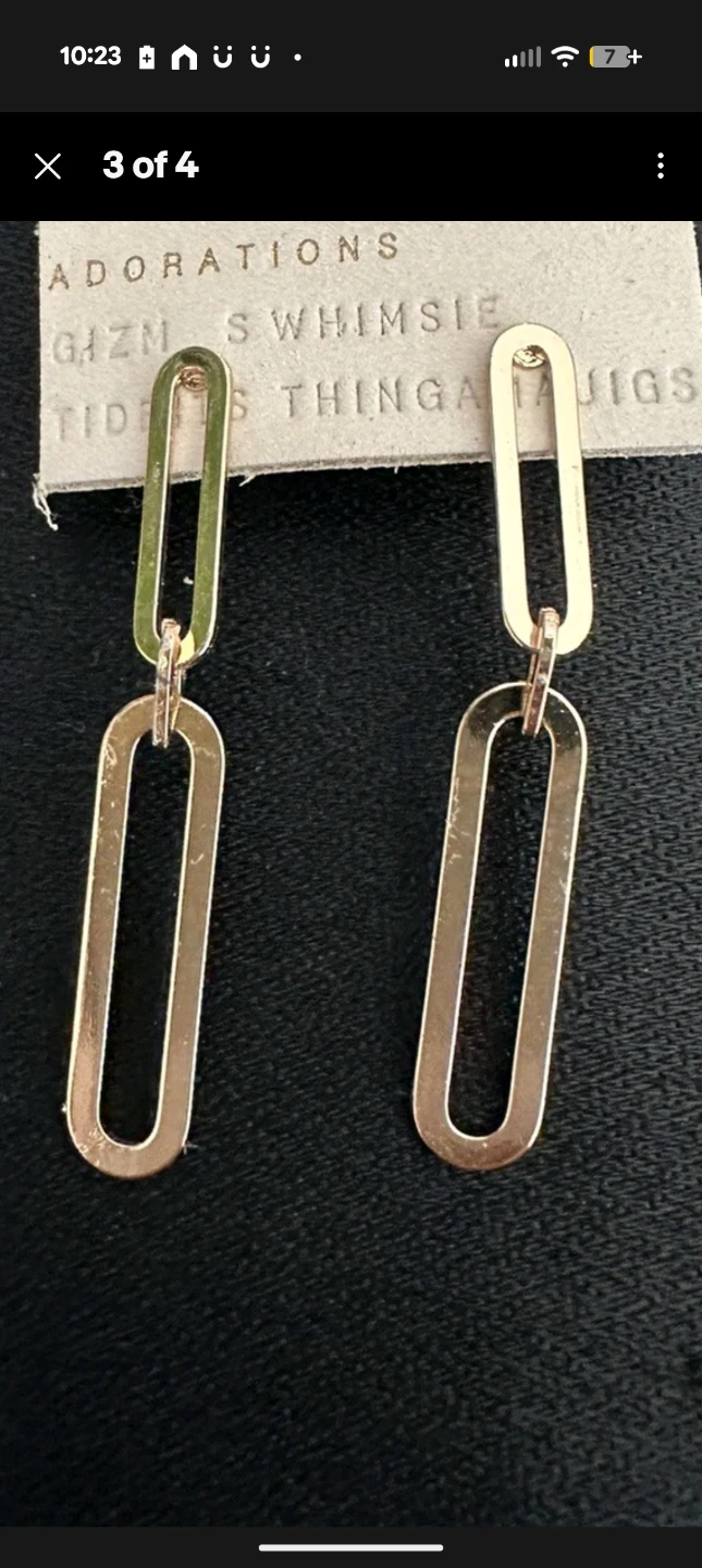 Gold Tone Link Drop Earrings - photo 2