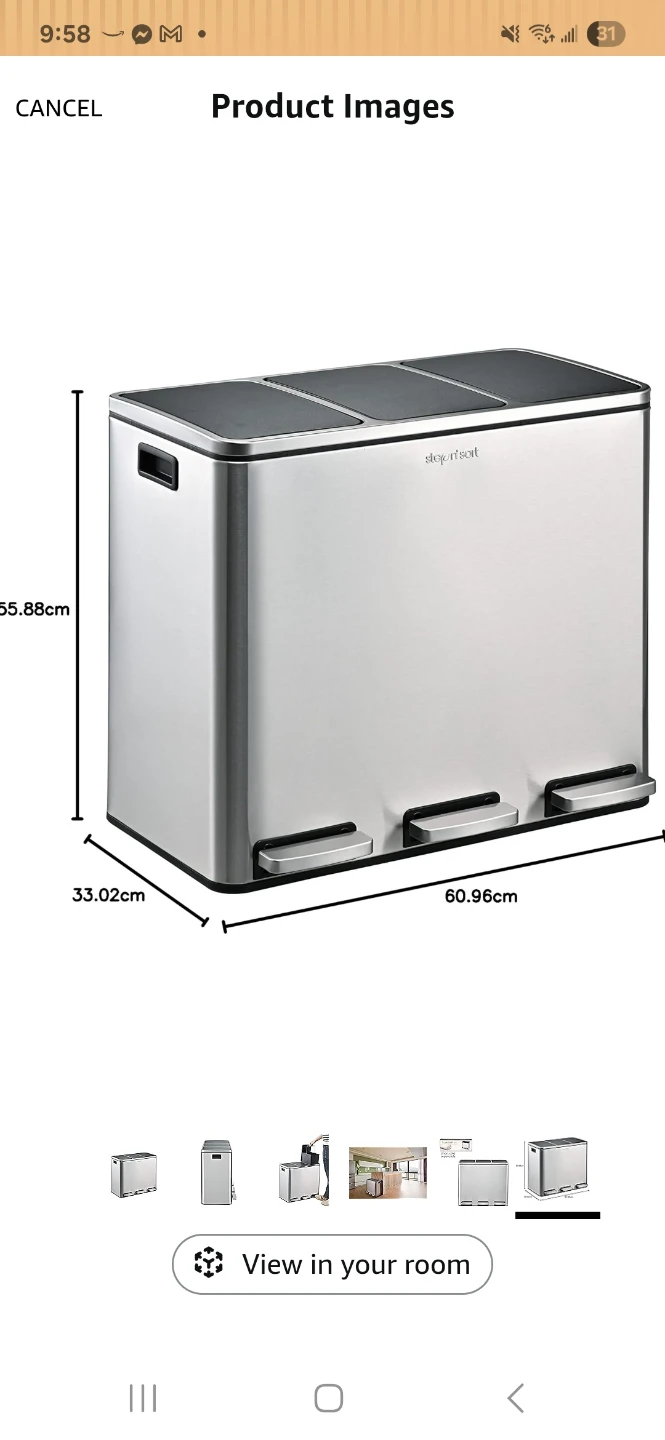 Step N' Sort 3-Compartment Trash and Recycling Bin - photo 2