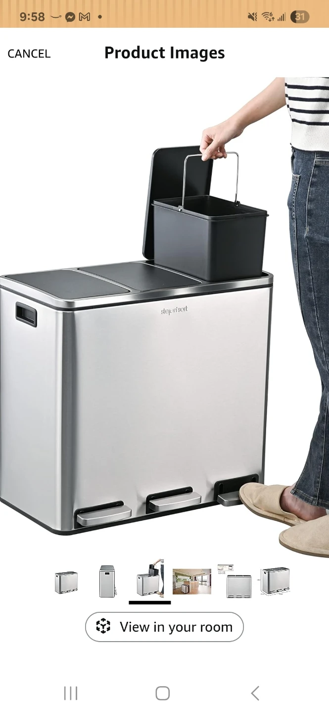 Step N' Sort 3-Compartment Trash and Recycling Bin - photo 5