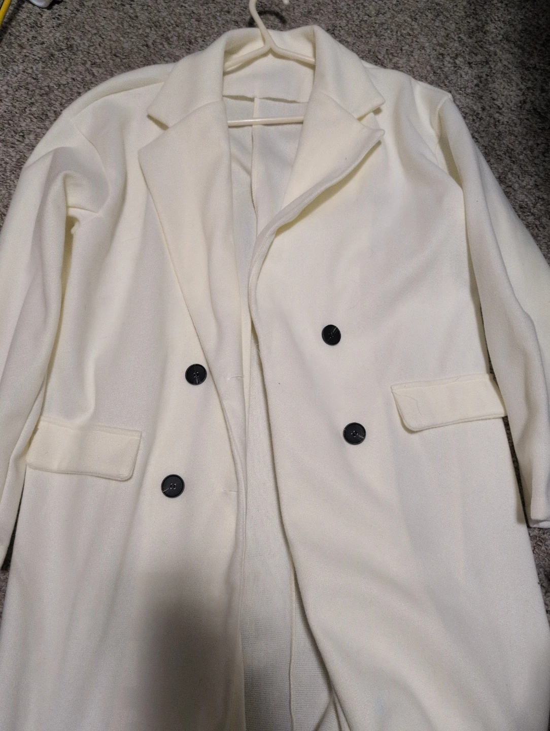 Cream Double-Breasted Long Coat🏆