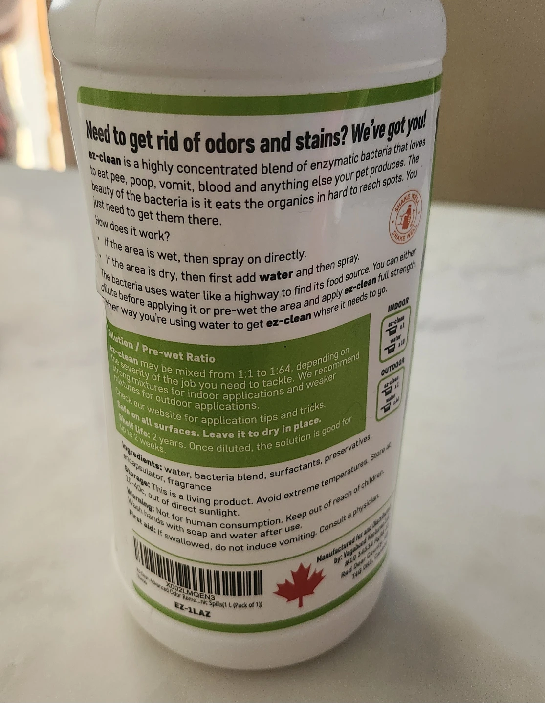 New EZ-Clean Odor & Stain Remover Indoor & Outdoor - 1L - photo 3