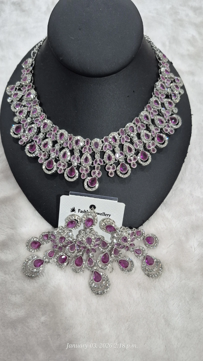 Royal Pink Crystal Statement Jewelry Set 👑✨ - photo 2