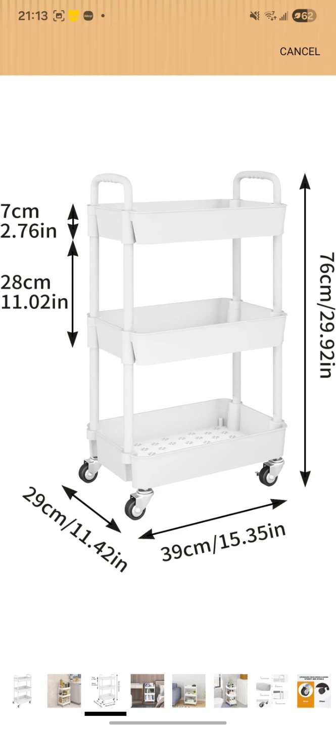White 3-Tier Rolling Storage Cart - photo 4