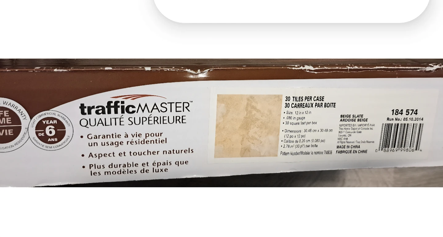 TrafficMASTER Beige Slate Vinyl Tile (5 boxes=150 sq ft) 🥕🌱 - photo 3