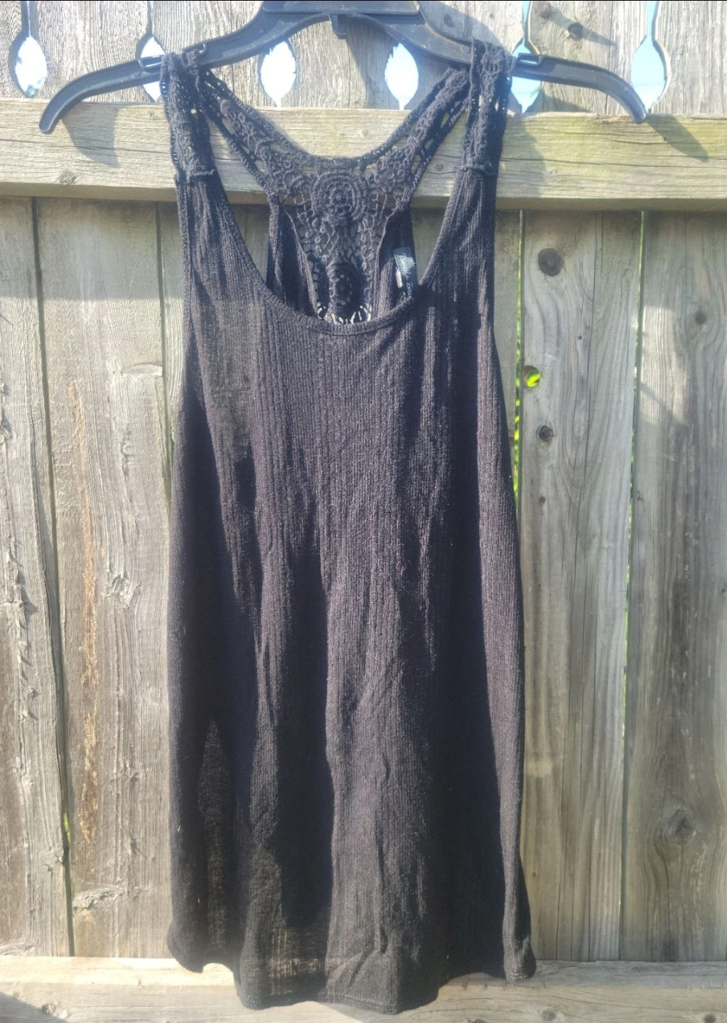 Double zero Black Crochet Back Tank Top