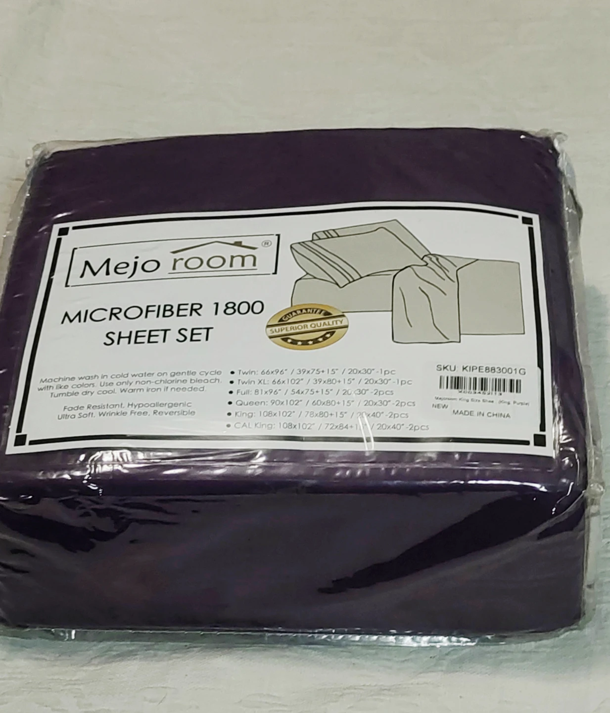 Mejo Room Microfiber 1800 Sheet Set - Queen - Purple - photo 3