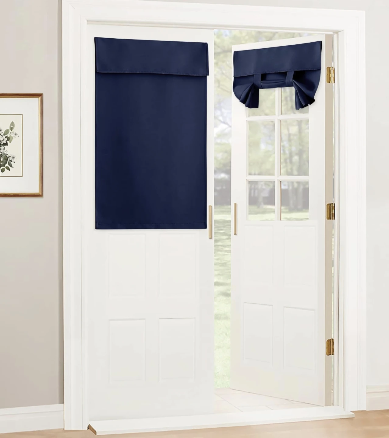 Door Privacy Curtain, Tie up Shade, 34"x40", 1 Panel, Navy