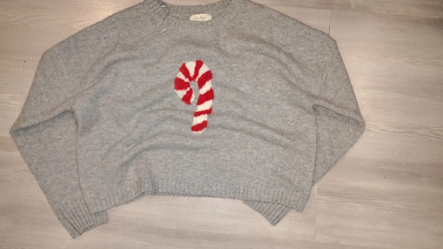 Jessica Simpson Grey Candy Cane Sweater - Size XXL