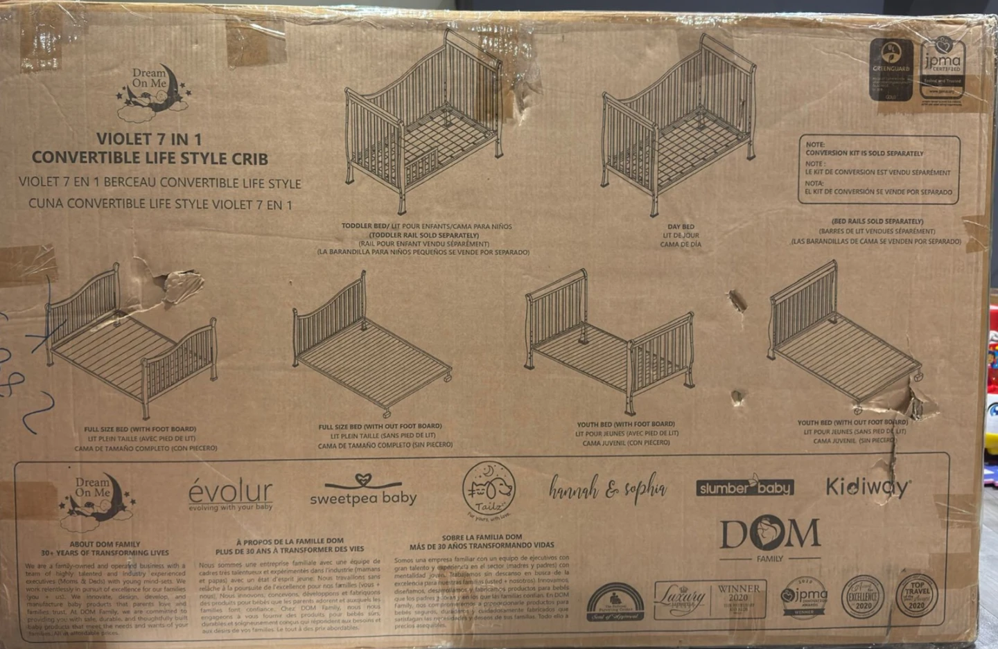 Dream On Me Violet 7 in 1 Convertible Crib - photo 2