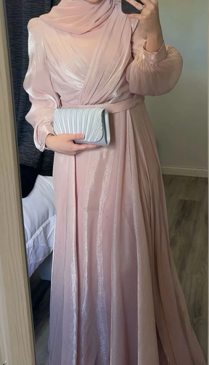 Women's Pink Metallic Long Sleeve Maxi Dress - photo 3