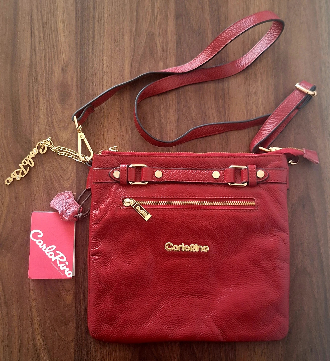 Carla Rino Leather Crossbody Bag - Red
