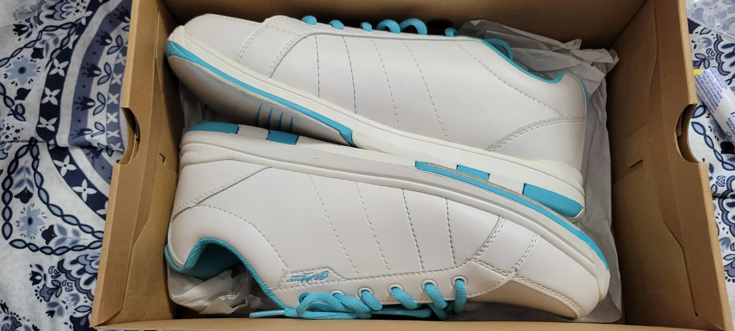KR Strike Force Women's White/Aqua Satin Bowling Shoes