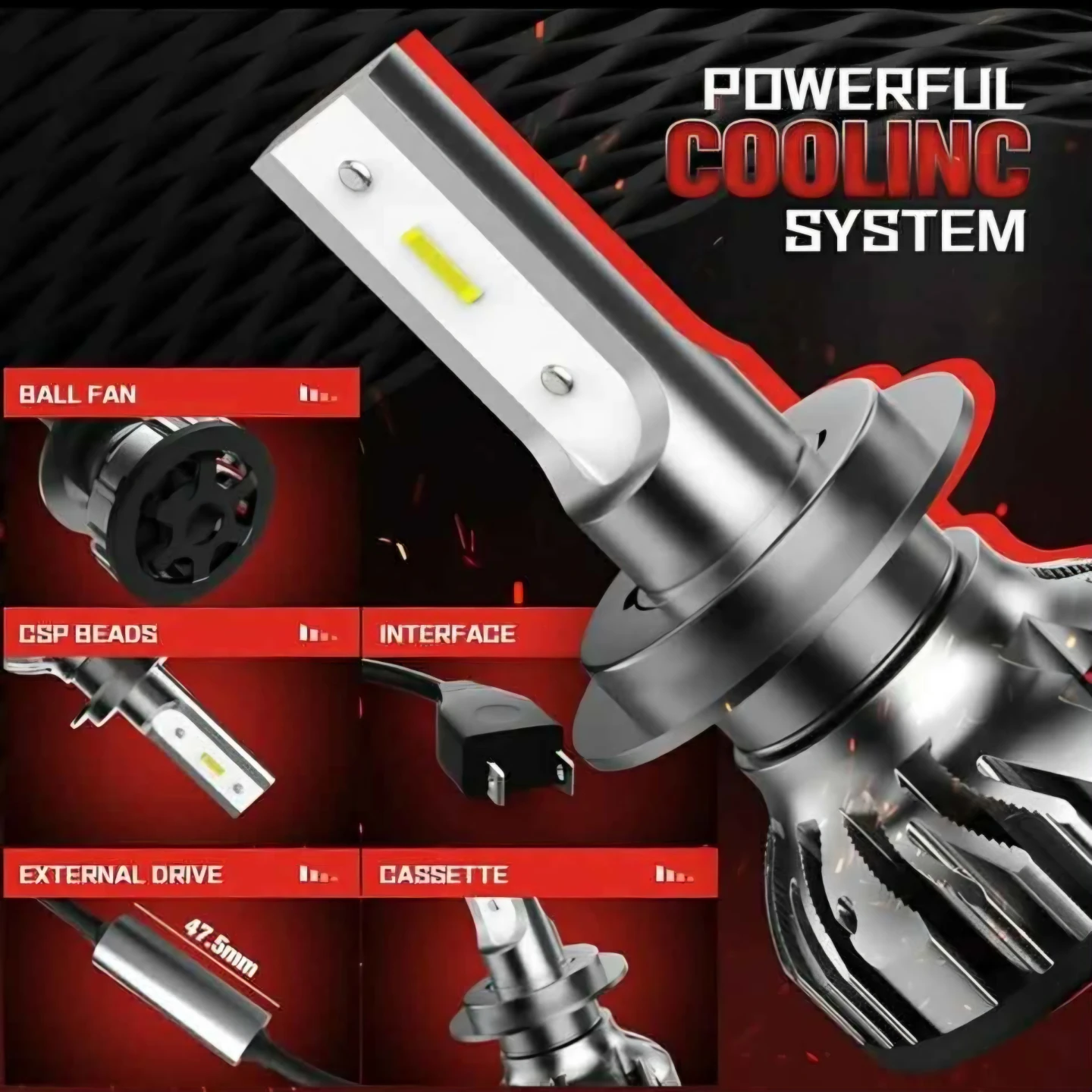 H7 LED Headlight Bulb 10000lm 6000K Cool White Conversion Kit - photo 5