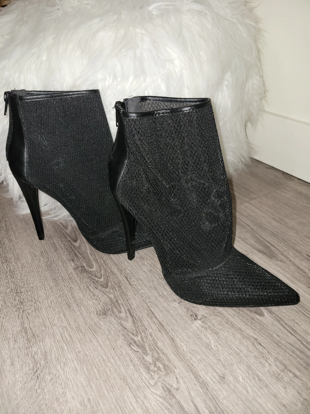 Black Mesh Stiletto Ankle Boots - photo 2