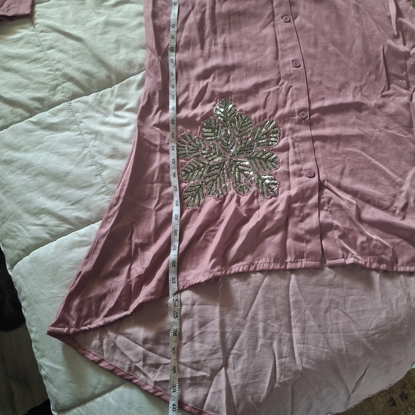 Pink Embellished Button-Up co ord and Pants Set - photo 4
