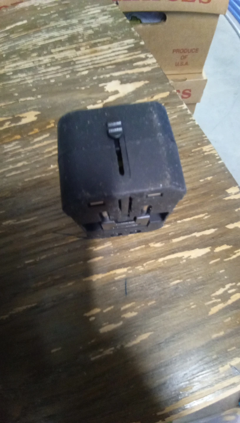Black Universal Travel Adapter with Surge Protector 🥕