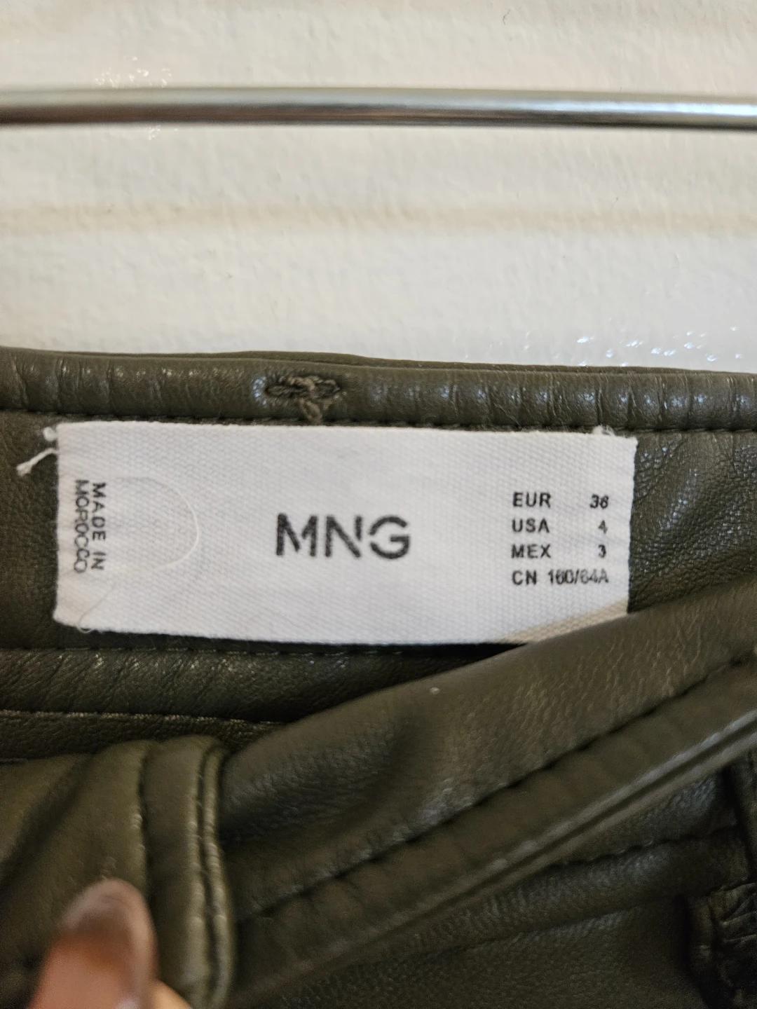 MNG Olive Faux Leather Pants - Size 4 - photo 3