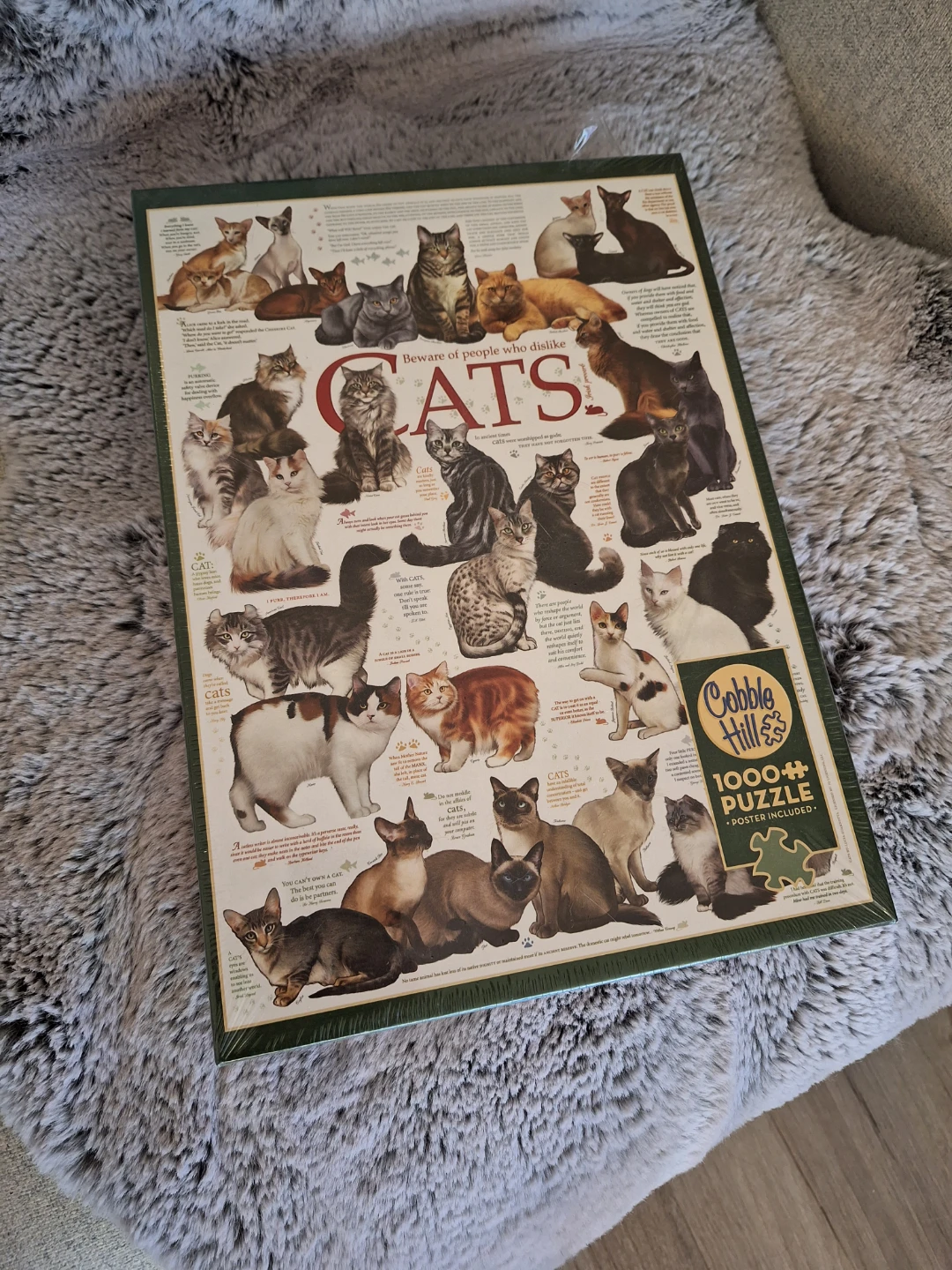 Unopened Cobble Hill "Cats" 1000+ Piece Puzzle with Poster