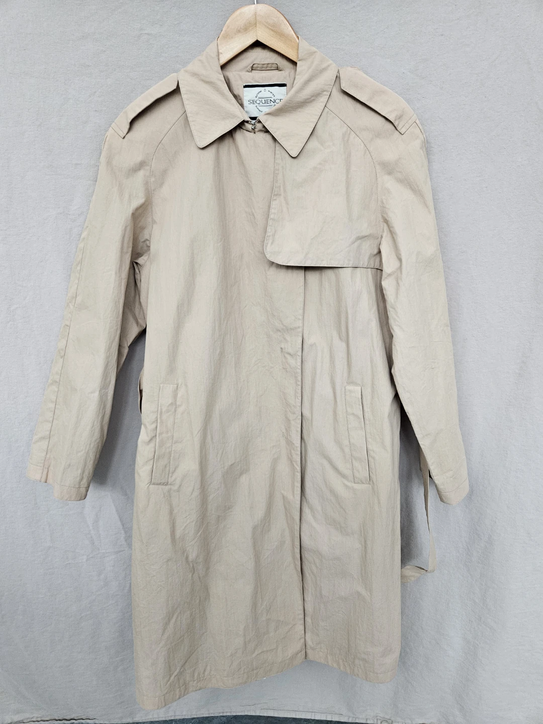 SEQUENCE Beige Trench Coat Size 8