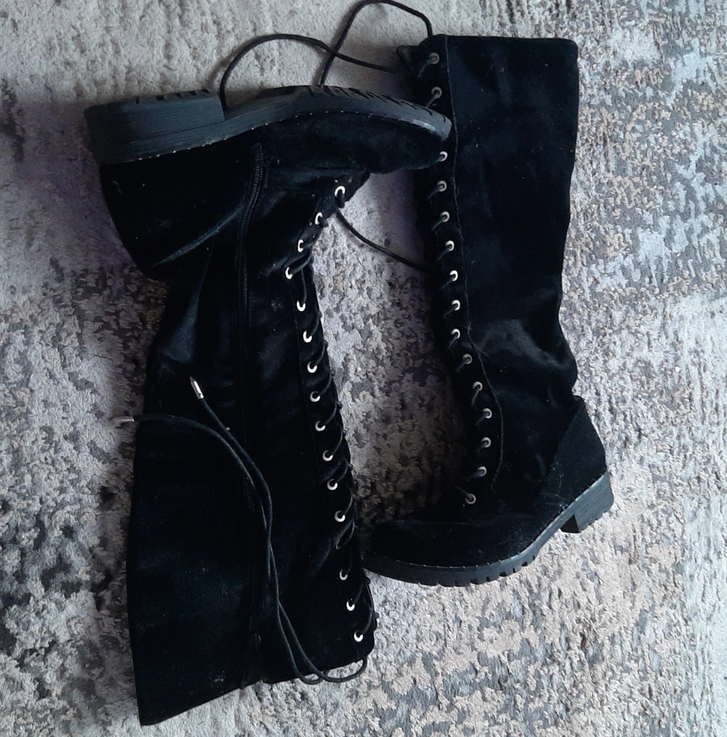 Black Tall Lace-Up Boots