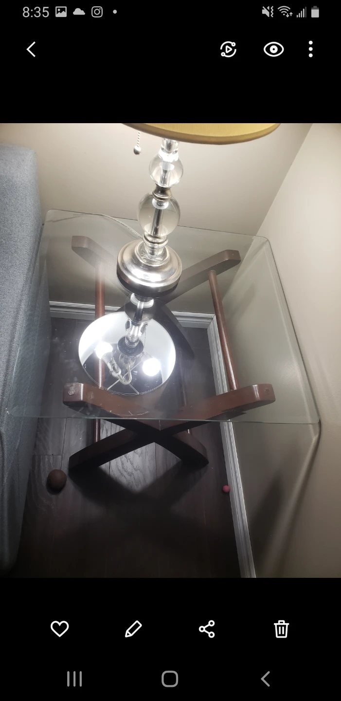Glass and Wood Accent Side Table