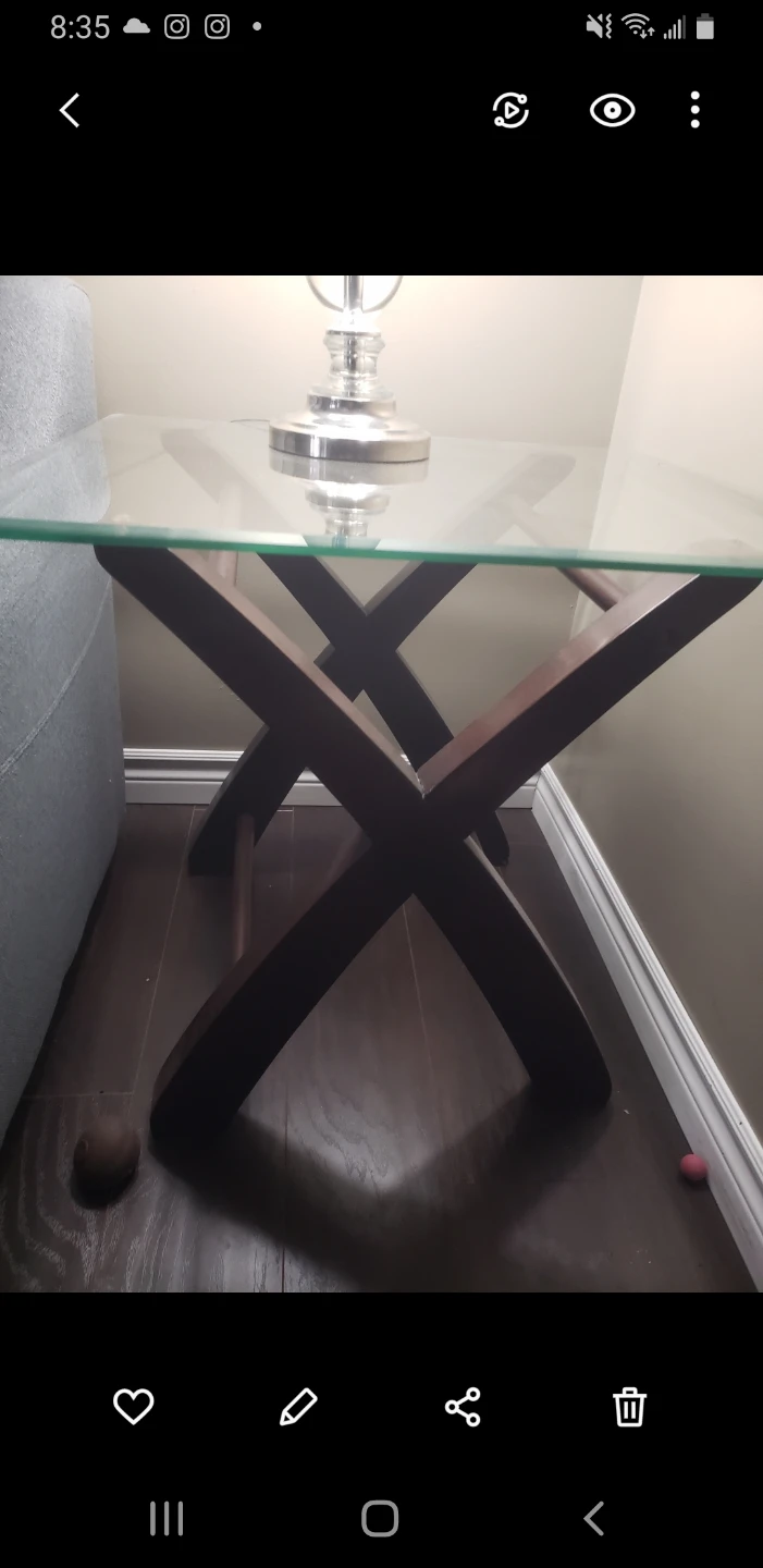 Glass and Wood Accent Side Table - photo 2