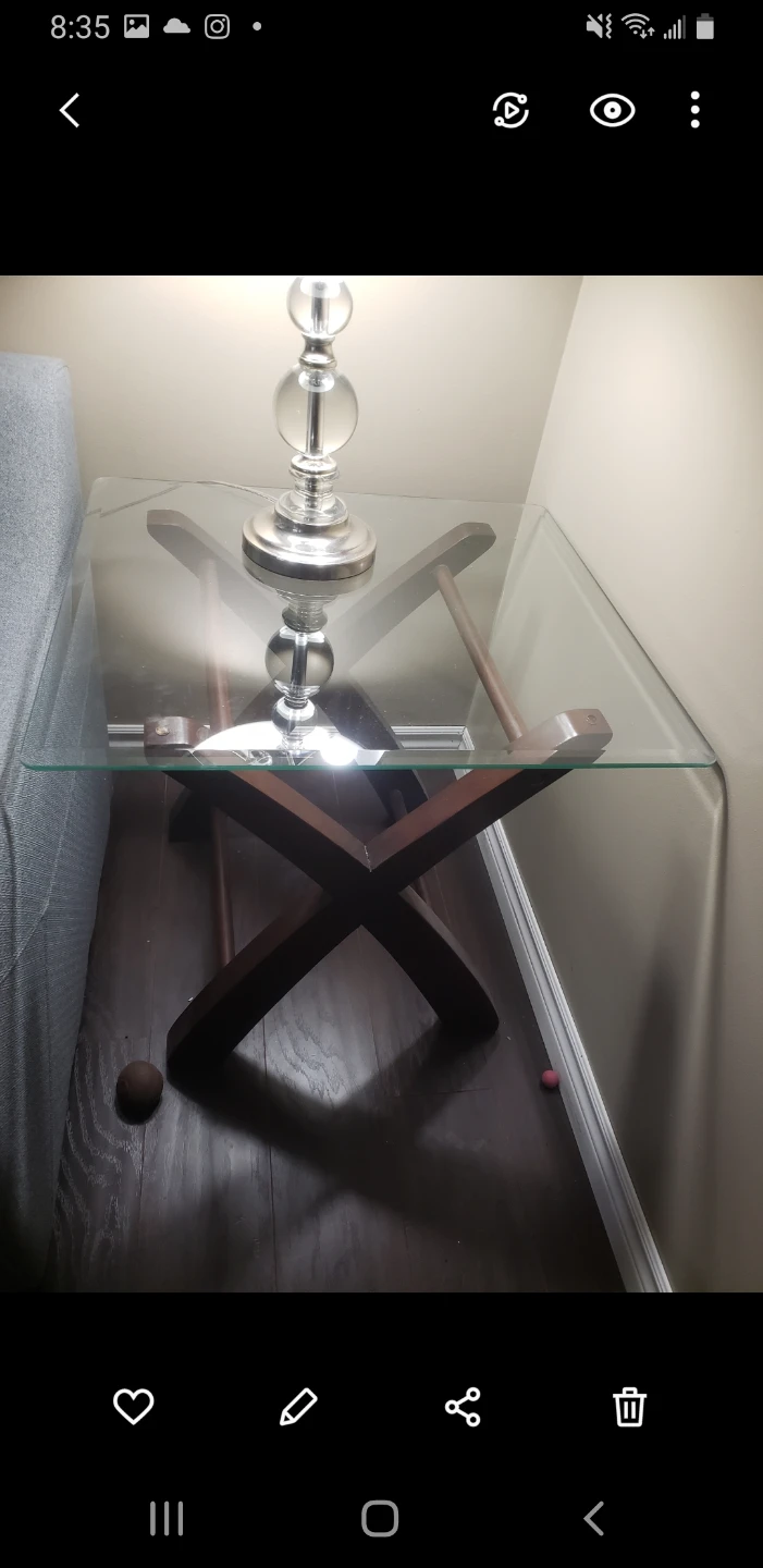 Glass and Wood Accent Side Table - photo 3