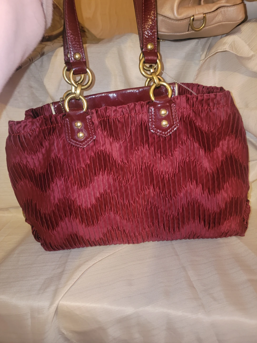 Coach Red Crinkle Pleated Shoulder Bag - photo 2