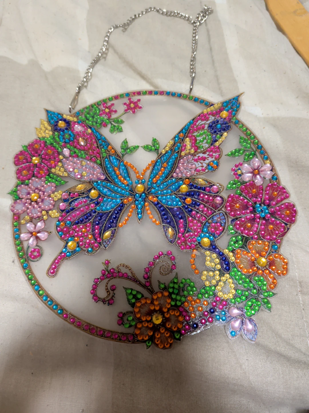 Butterfly and Flowers Diamond Painting Suncatcher