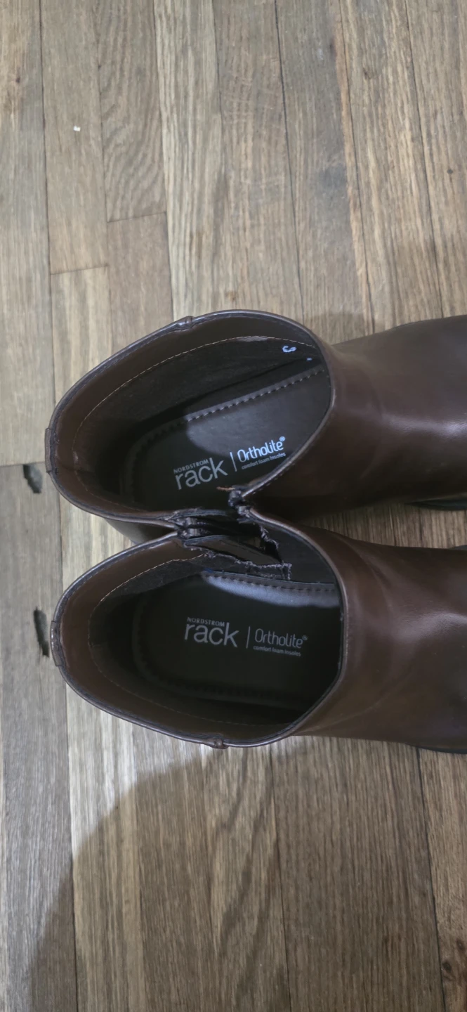 Brown Faux Leather Ankle Boots with Side Zippers - photo 3