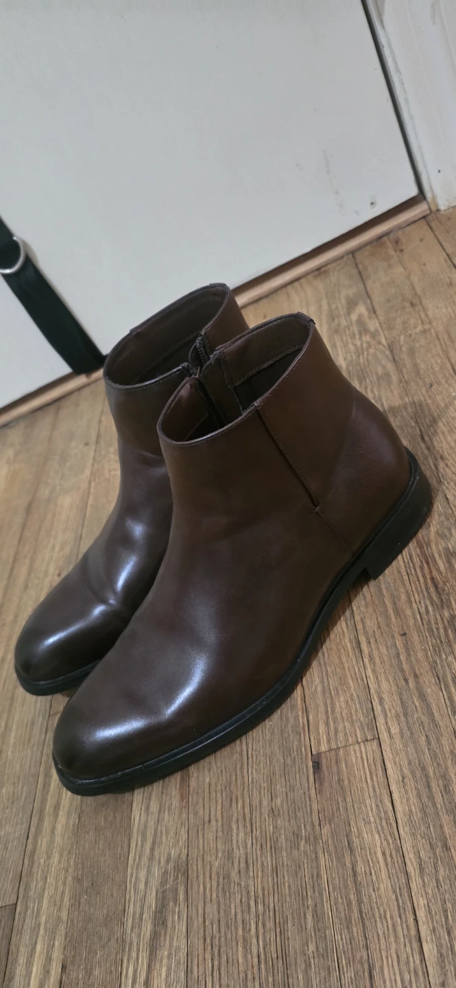 Brown Faux Leather Ankle Boots with Side Zippers - photo 4