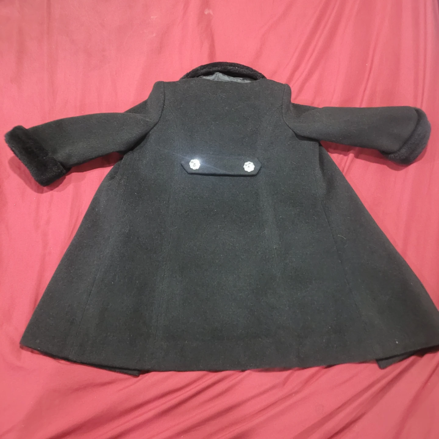 🏆Heirlooms by Chloe Girls Black Faux Fur Trim Coat 18M - photo 2