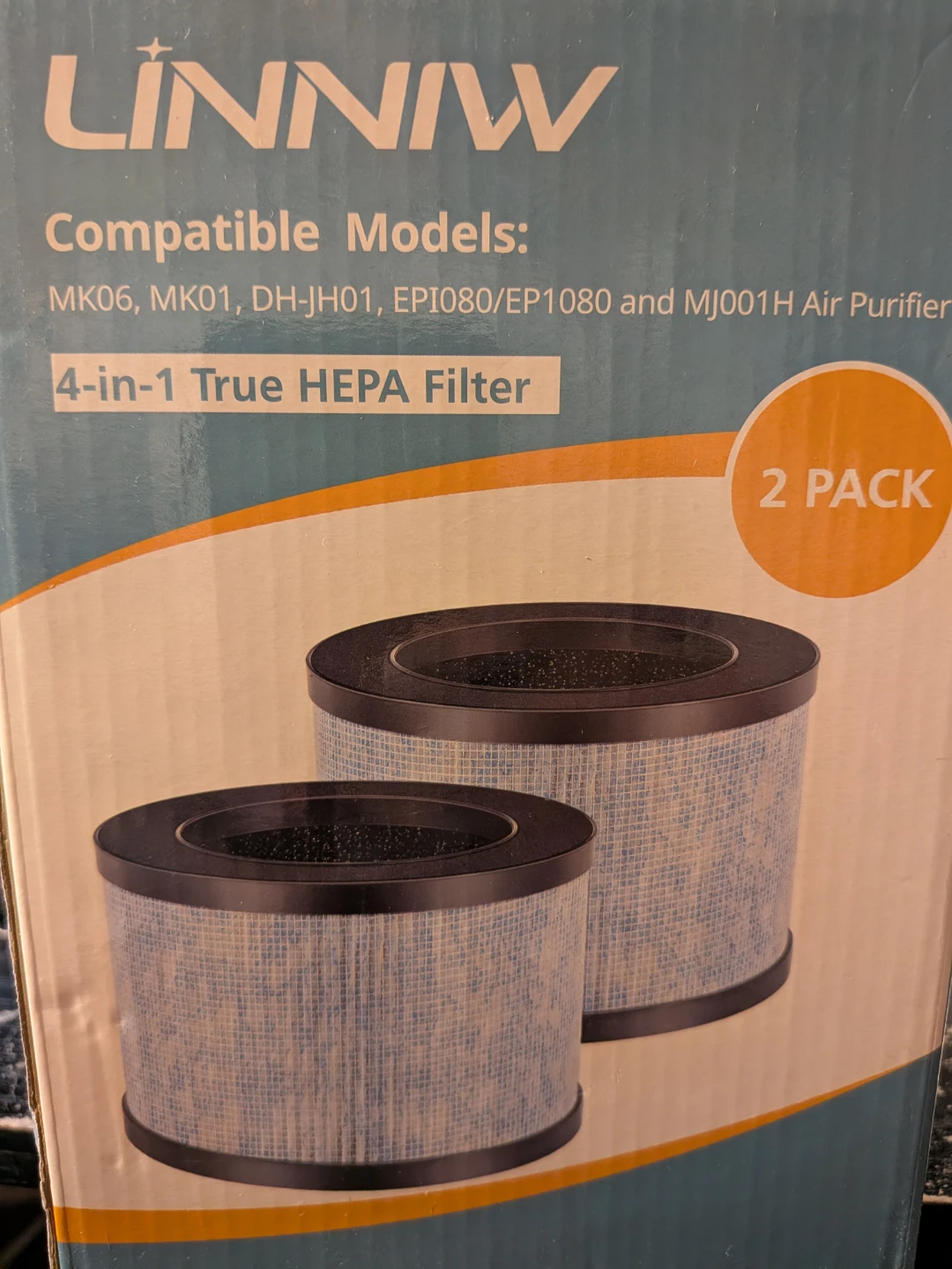 LINNIW 2 Pack 4-in-1 True HEPA Air Purifier Filters