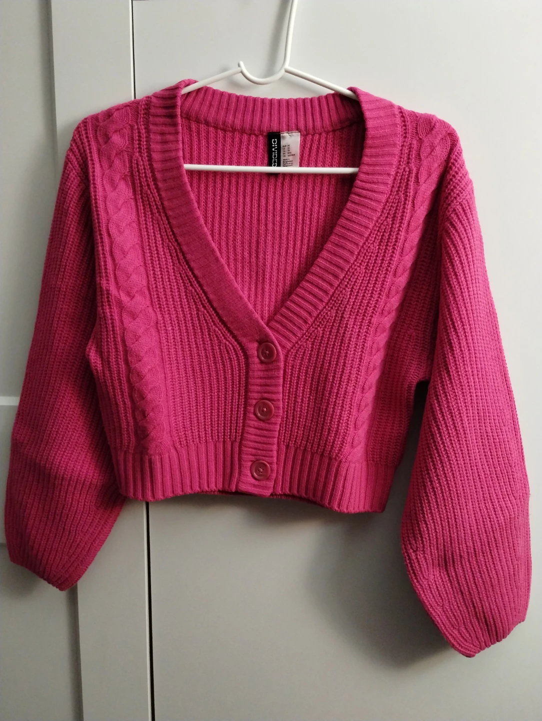 Divided Pink Cropped Cardigan