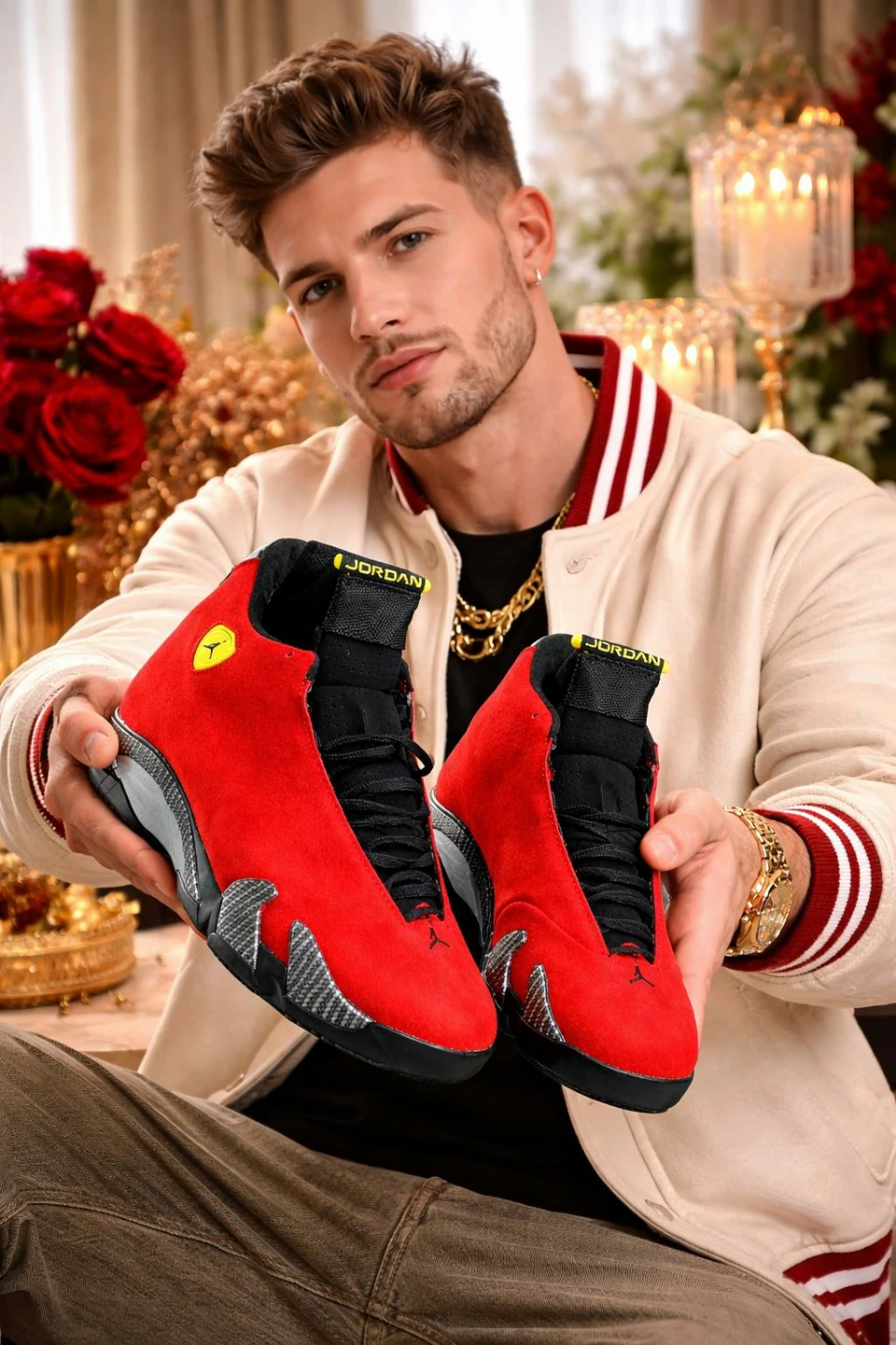 Air Jordan 14 Retro "Ferrari" Red Suede Men's Shoes
