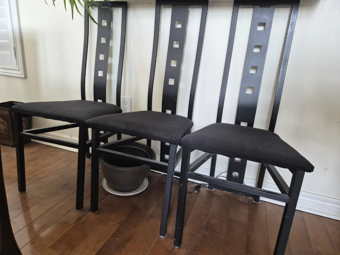 Set of 3 Black Dining Chairs