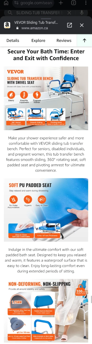Sliding Tub Transfer Bench with 360 Degree Swivel Seat - photo 5