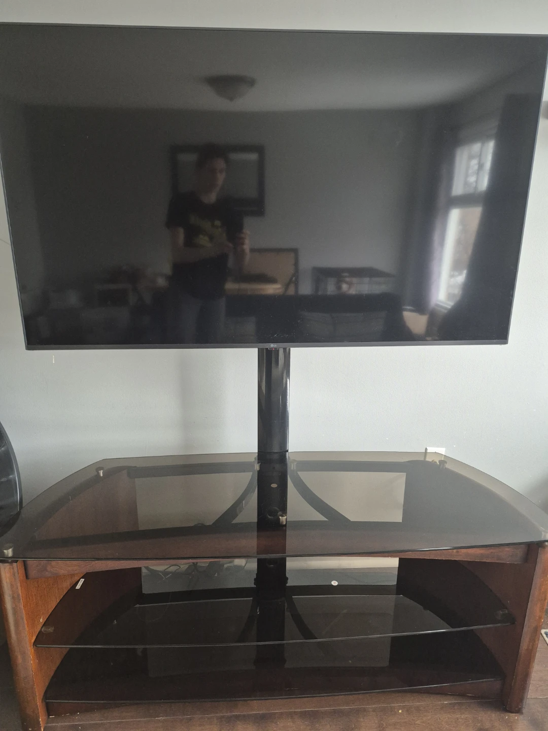 Wood and Glass TV Stand with Mount