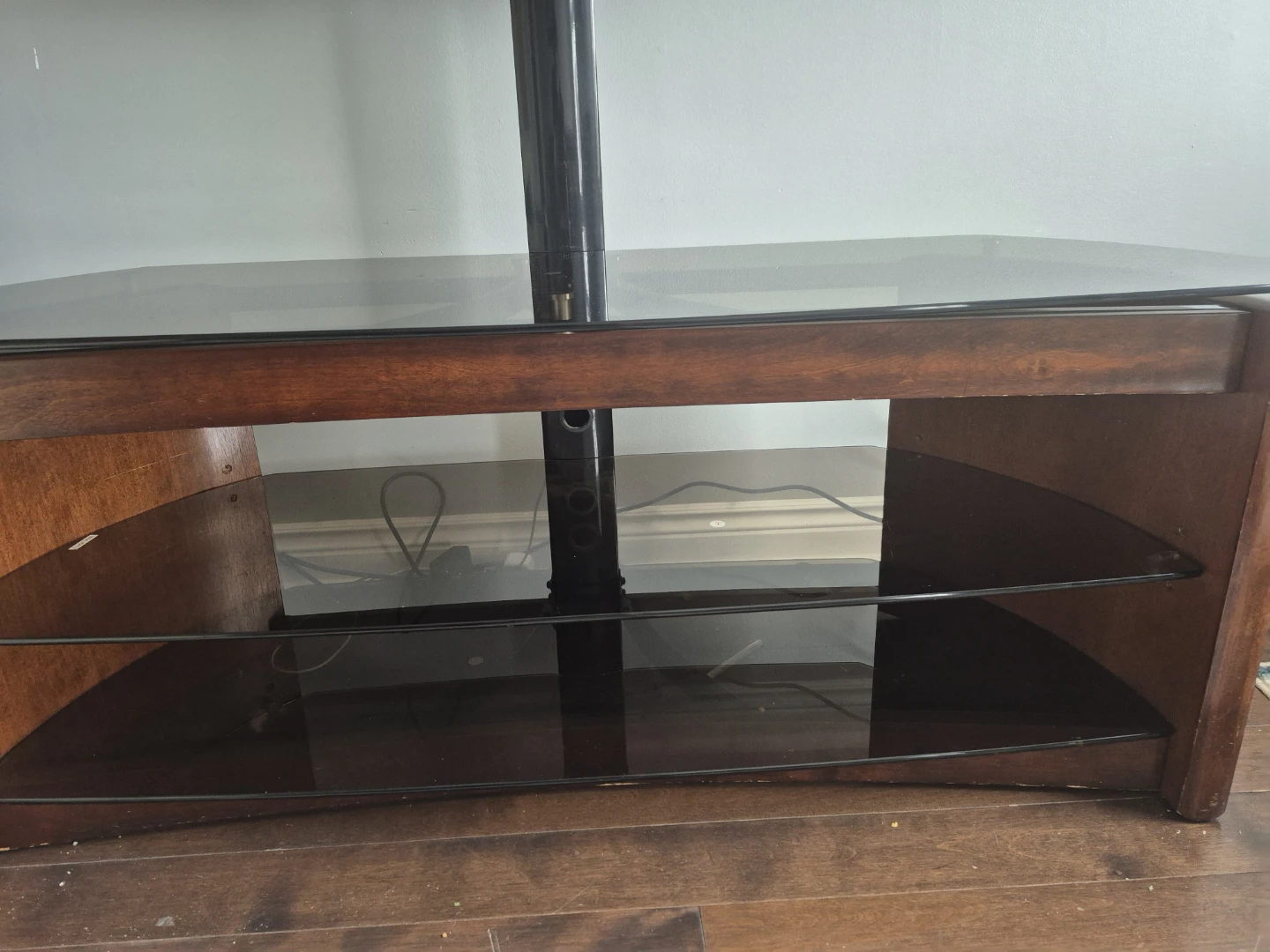 Wood and Glass TV Stand with Mount - photo 2