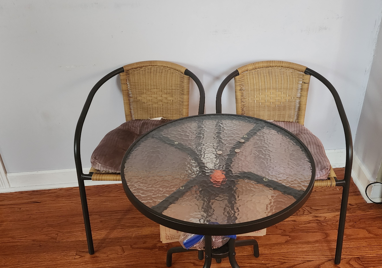 Wicker Patio Set with Glass Top Table and 2 Chairs 🧡