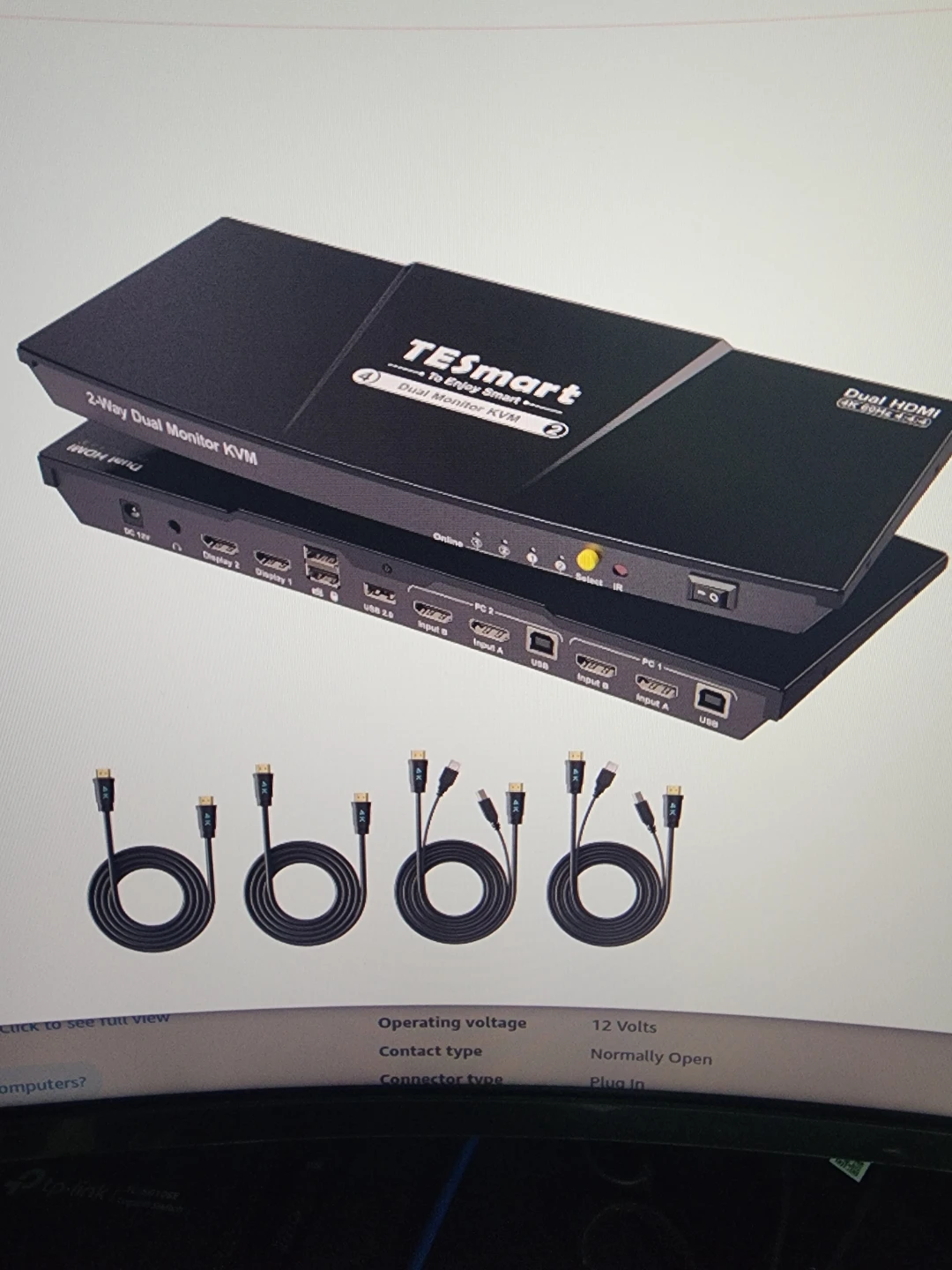 TESmart 2-Way Dual Monitor KVM Switch