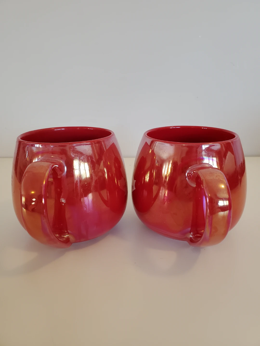 Pair of TIM HORTONS Red Iridescent Mugs - Like New...never used - photo 2