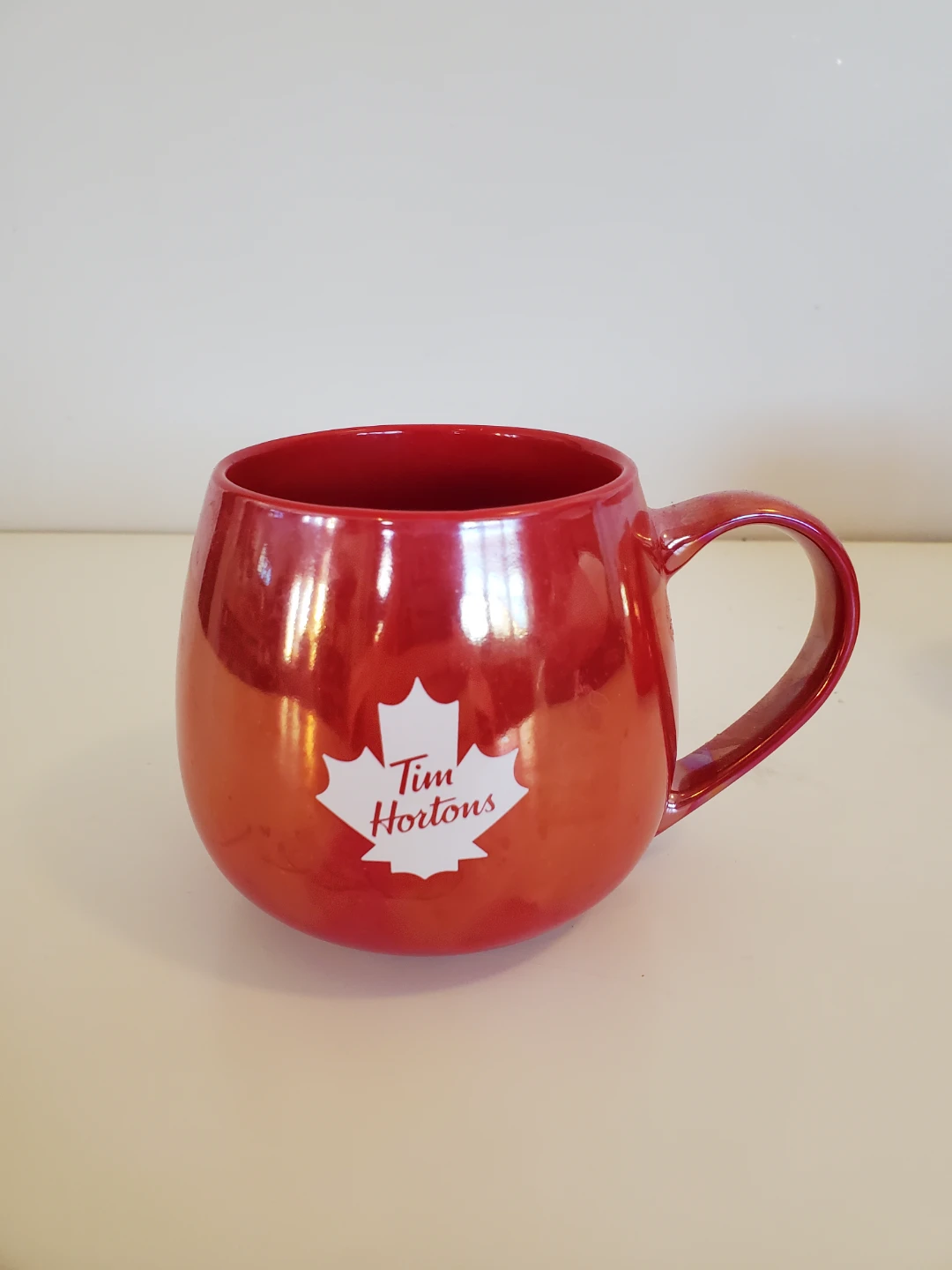 Pair of TIM HORTONS Red Iridescent Mugs - Like New...never used - photo 3
