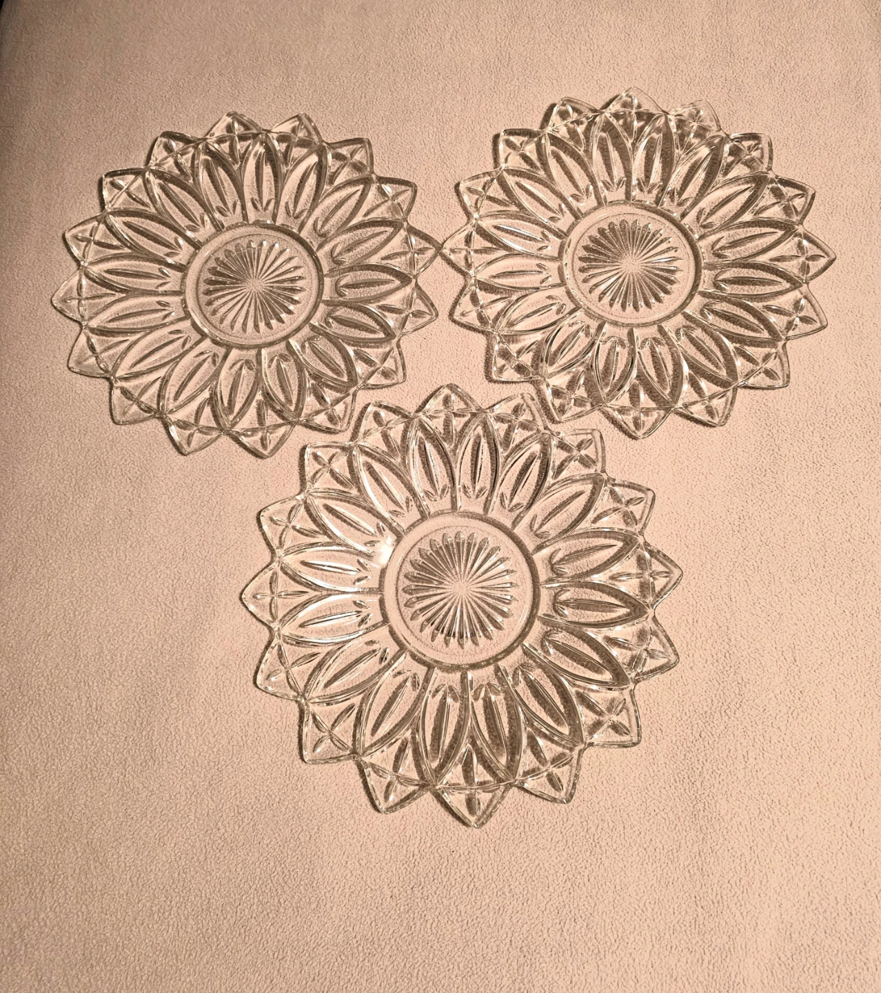 Beautiful Clear Glass Starburst Plates $5 for all 3