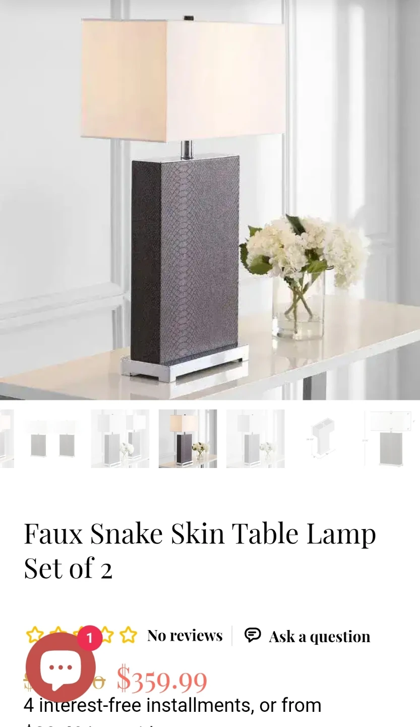 Faux Snake Skin Table Lamp 🏆