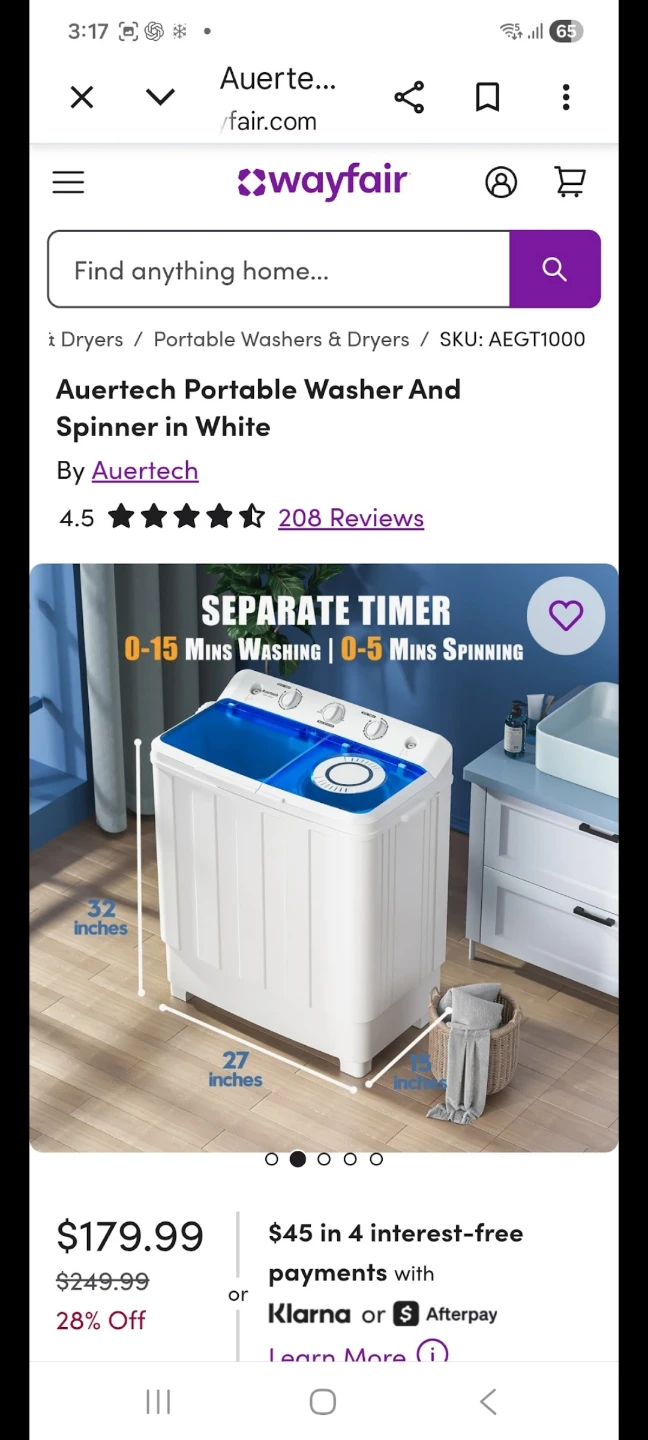 Auertech Portable Washer and Spinner White - photo 3