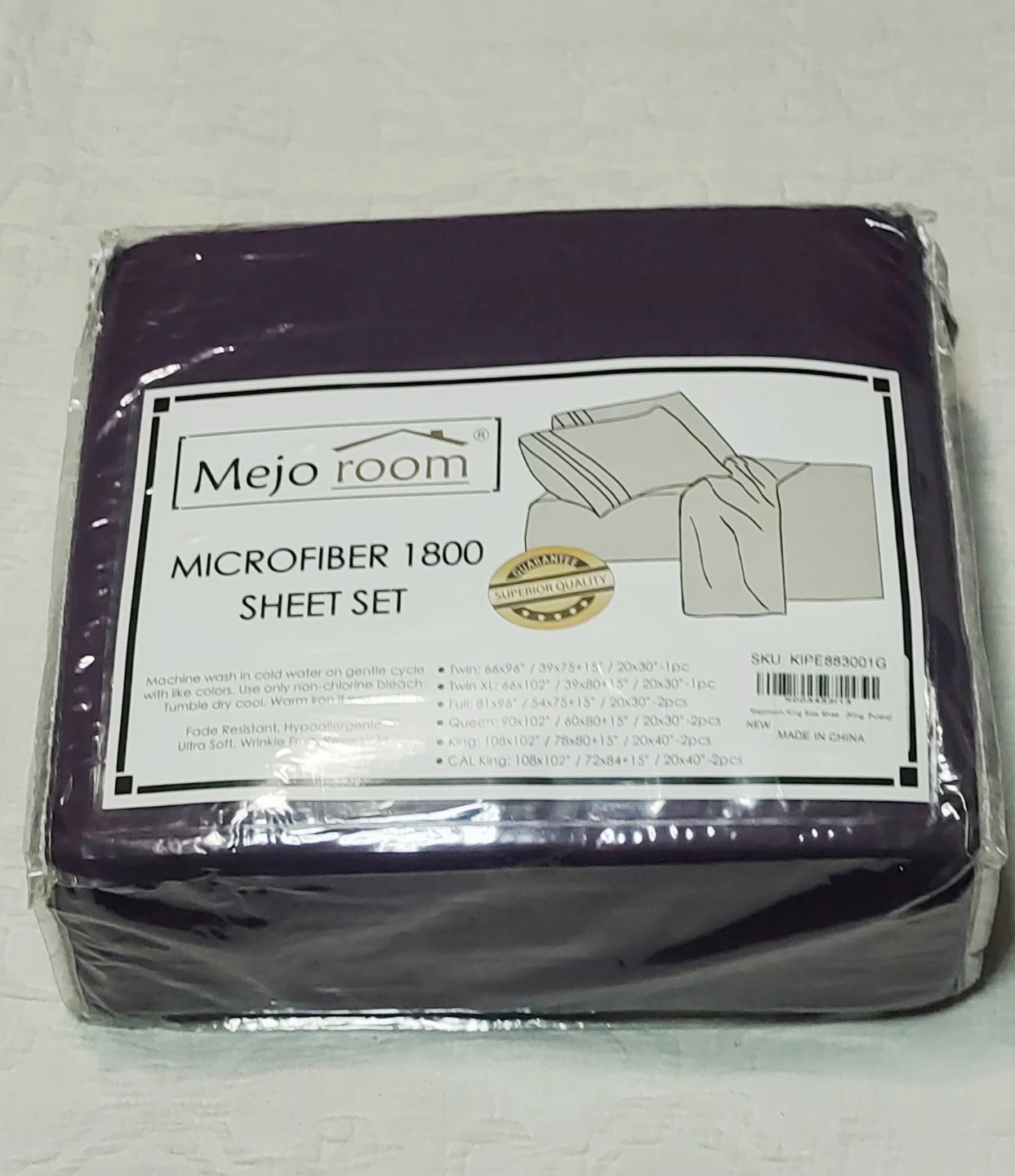 Mejo Room Microfiber 1800 Sheet Set - Queen - Purple