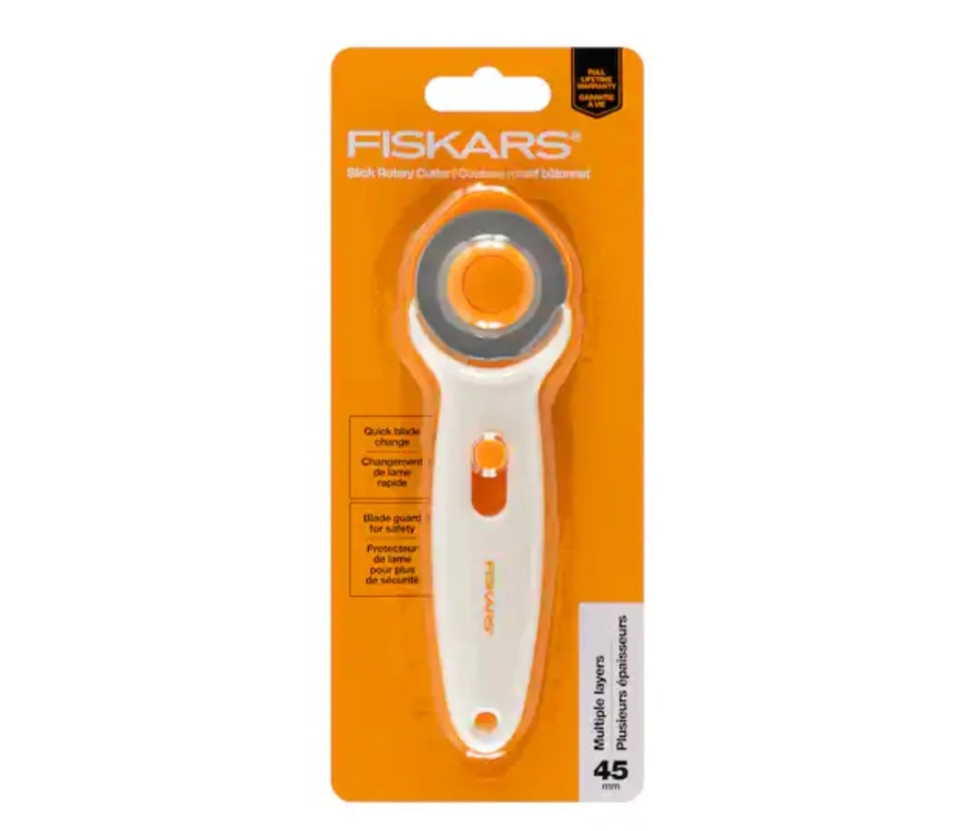 Fiskars 45mm Multiple Layers Stick Rotary Cutter for Fabrics