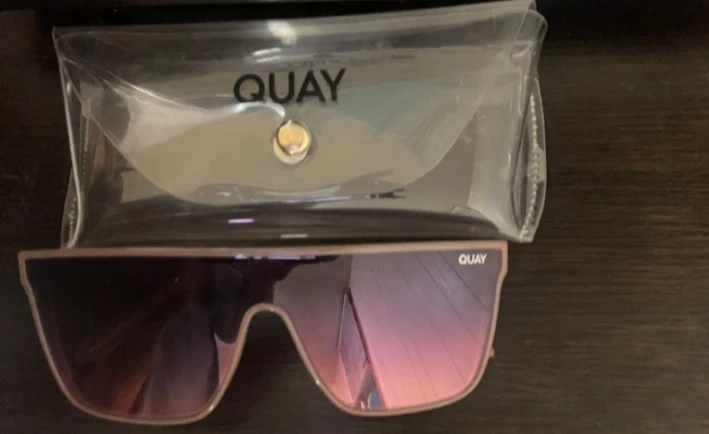 QUAY Sunglasses - Black Frame / Black Plum Pink Lens