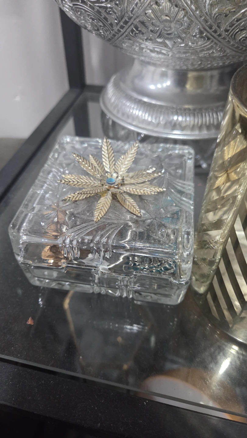 Crystal Trinket Box with Decorative Lid
